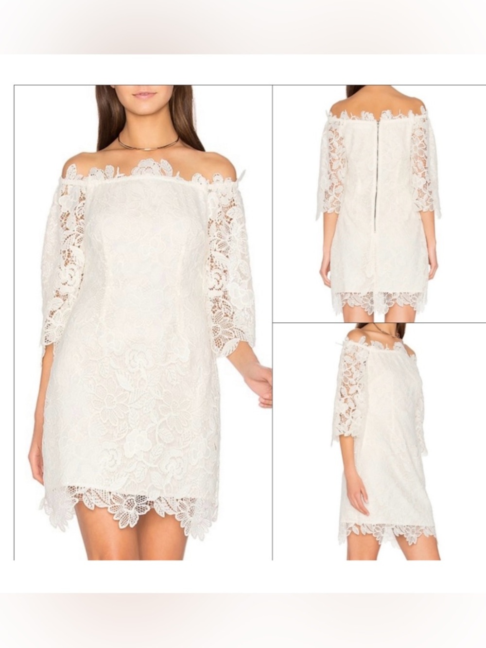 Astr Madeline Ivory Feminine Off-Shoulder Lace Lined Romantic Event Dress